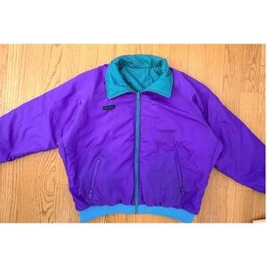Columbia Sportswear Bomber Jacket reversible XL Purple Blue Vintage